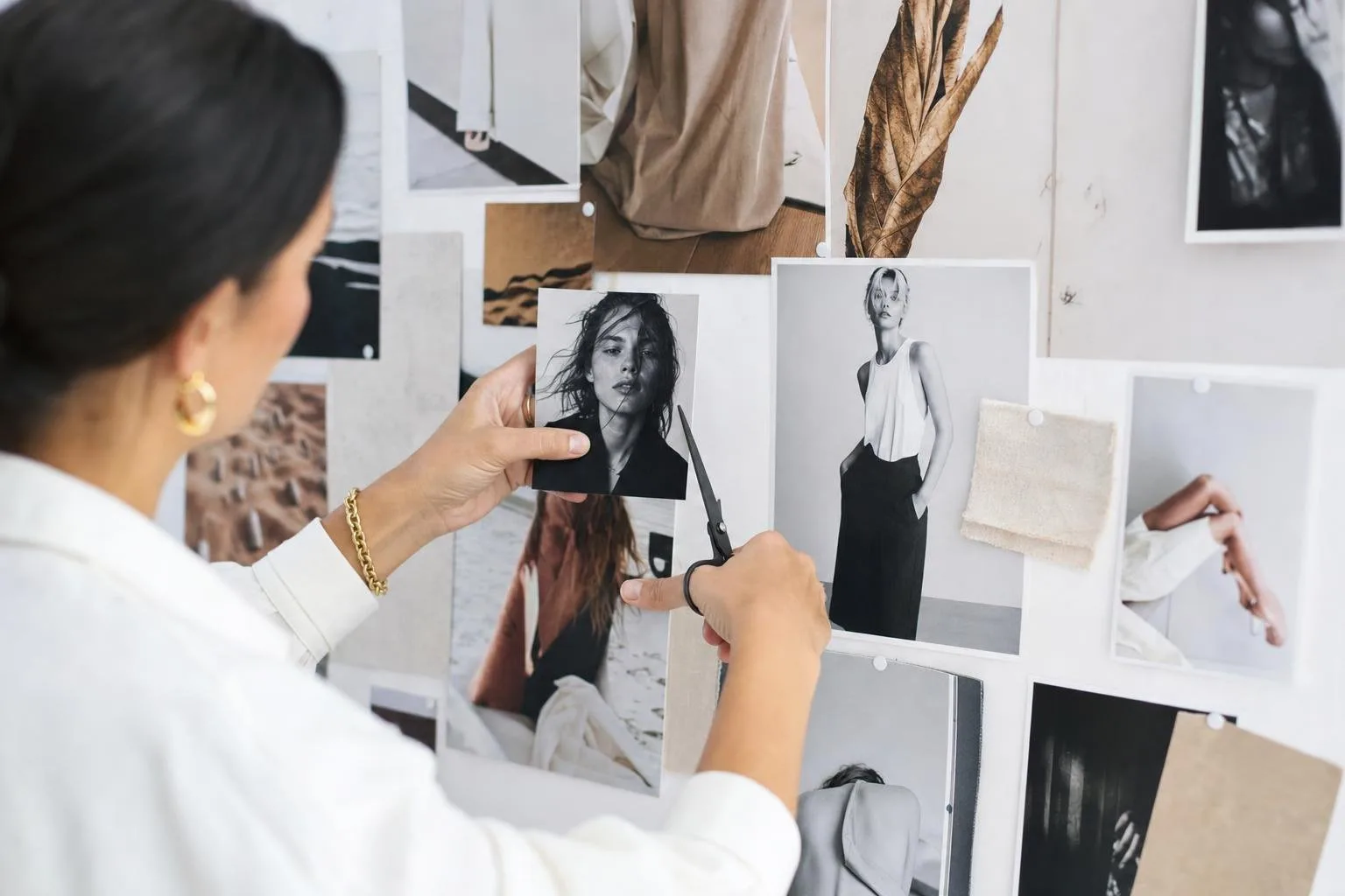 Editorial styling by Marlowe Vance — moodboard cutting pinned mid-collage
